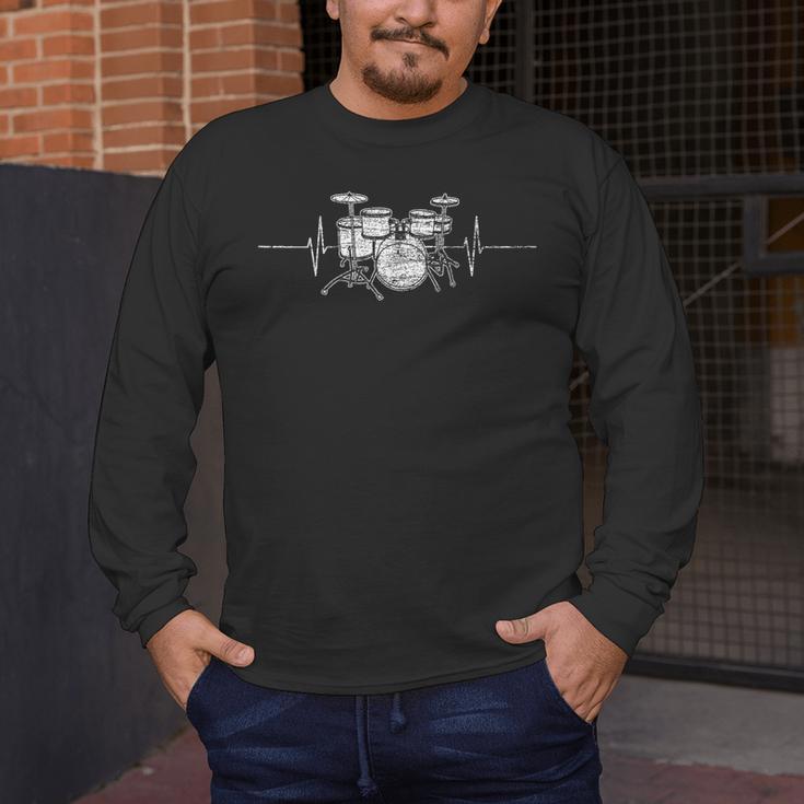 ECG Heartbeat Music Lovers Drumsticks Drum Kit Men's Long Sleeve T-Shirt ECG Heartbeat Music Lovers Drumsticks Drum Kit Men's Long Sleeve T-Shirt