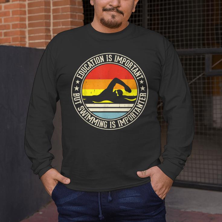 Education Is Important But Swimming Is Importanter Men's Long Sleeve T-Shirt