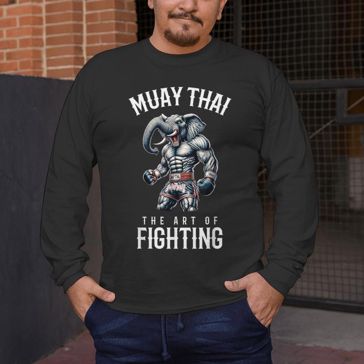 Elephant Muay Thai Kickboxing And Elephant Thai Boxing Men's Long Sleeve T-Shirt Elephant Muay Thai Kickboxing And Elephant Thai Boxing Men's Long Sleeve T-Shirt
