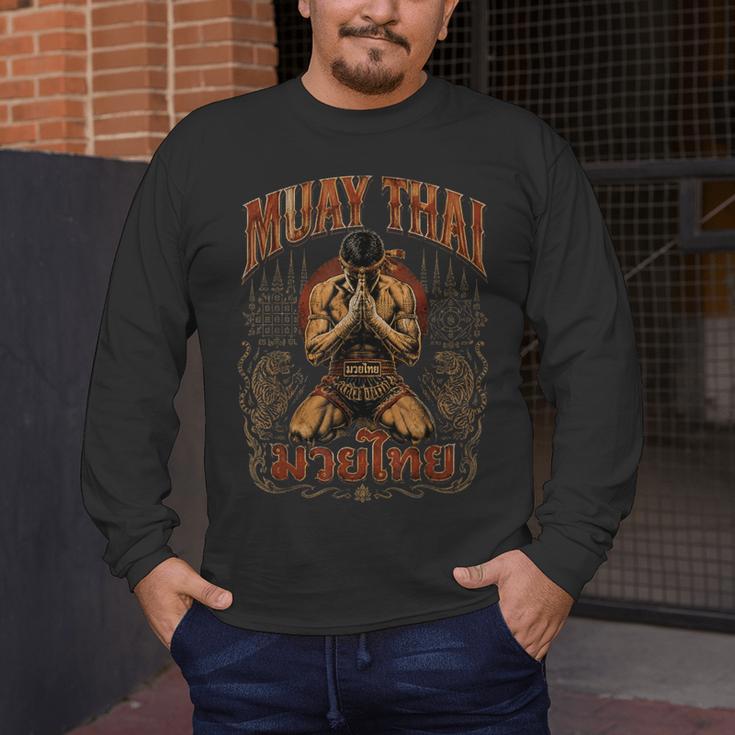 Faded Muay Thai Fighter Nak Muay Thailand Boxing Men's Long Sleeve T-Shirt Faded Muay Thai Fighter Nak Muay Thailand Boxing Men's Long Sleeve T-Shirt