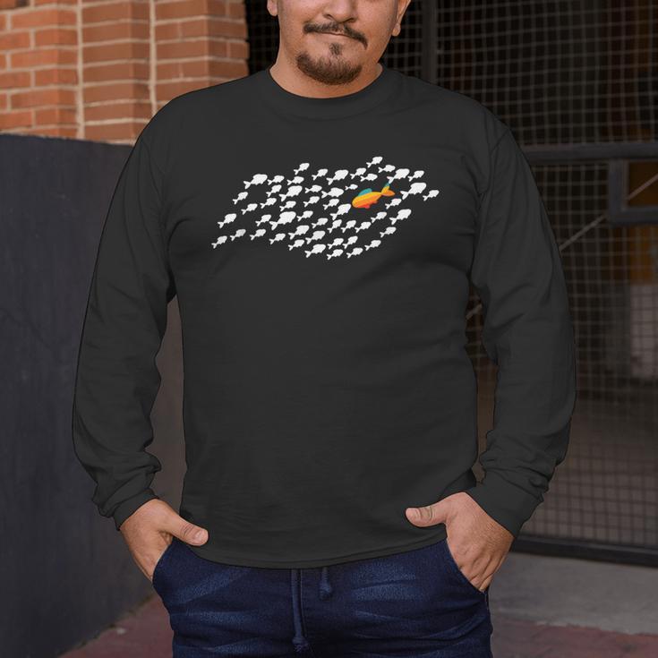 Fish Swimming Against The Current Be Yourself -Adults Kids Modern Casual Men's Long Sleeve T-Shirt Fish Swimming Against The Current Be Yourself -Adults Kids Modern Casual Men's Long Sleeve T-Shirt