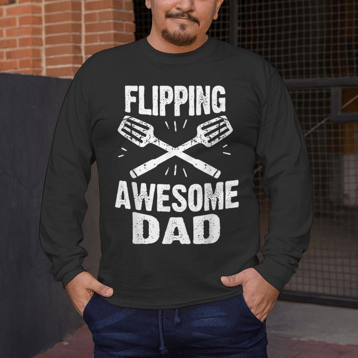 Flipping Awesome BBQ Dad Shirt Grilling Father's Day Men's Long Sleeve T-Shirt