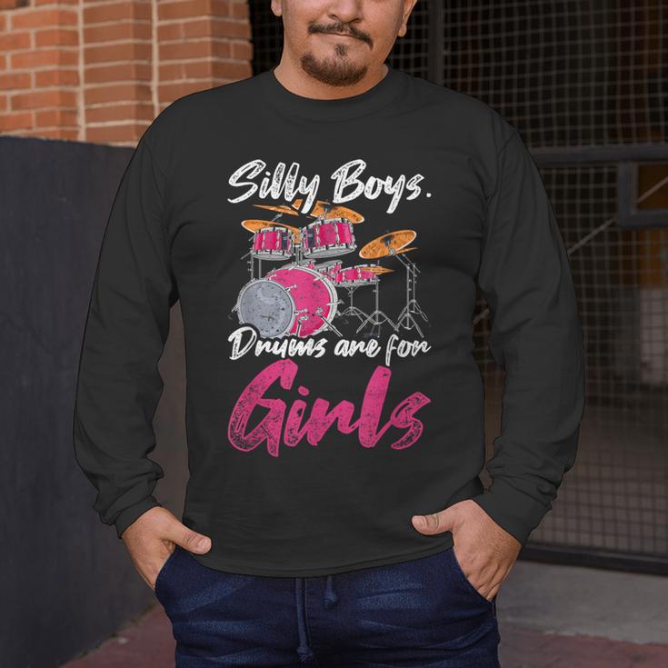 Girls Boys Kids Drummer Drum Kit Men's Long Sleeve T-Shirt Girls Boys Kids Drummer Drum Kit Men's Long Sleeve T-Shirt