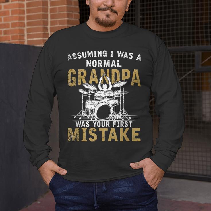 Grandpa Drummer Father's Day Drum Kit Men's Long Sleeve T-Shirt Grandpa Drummer Father's Day Drum Kit Men's Long Sleeve T-Shirt