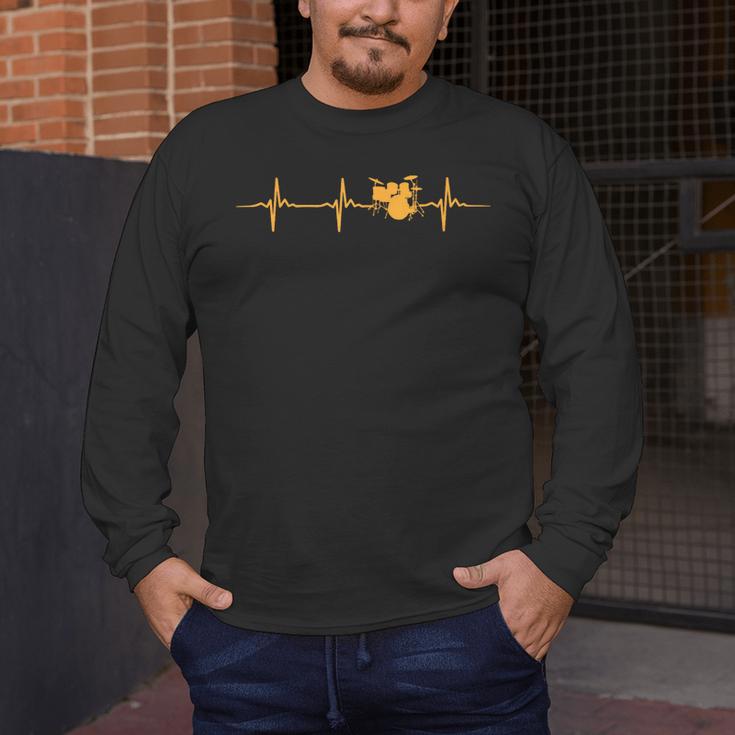 Great Drum Kit Heartbeat Drummer Men's Long Sleeve T-Shirt