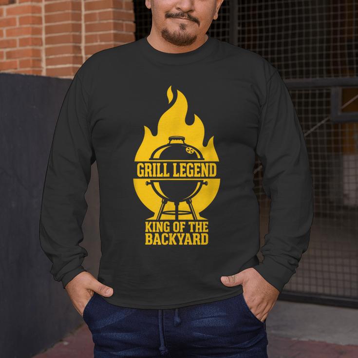 Grill Legend King Of The Backyard BBQ Dad Humor Chef Men's Long Sleeve T-Shirt