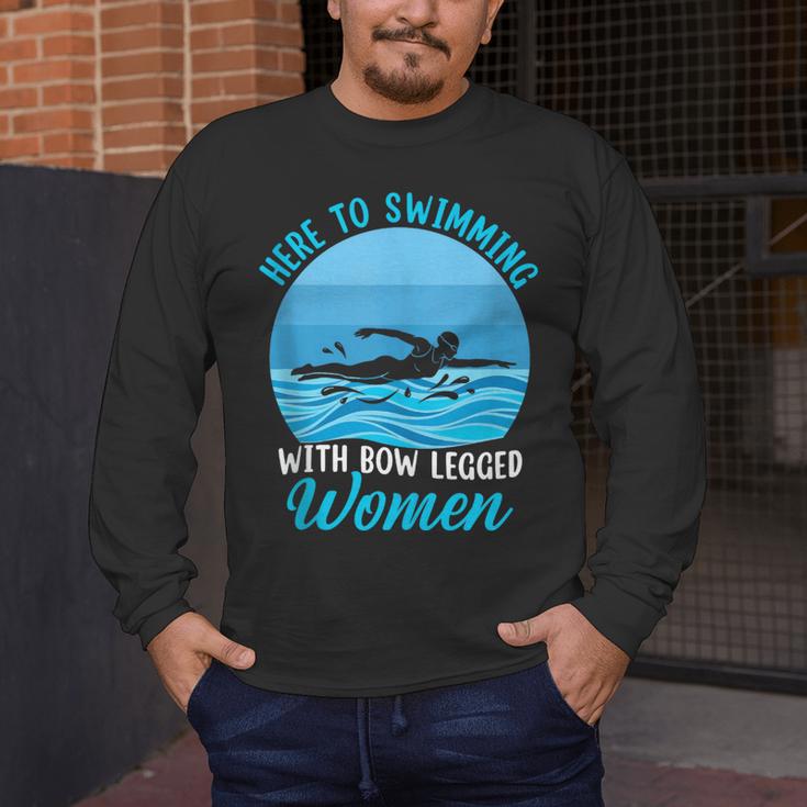 Here's To Swimming With Bow Legged Women Swimming Men's Long Sleeve T-Shirt Here's To Swimming With Bow Legged Women Swimming Men's Long Sleeve T-Shirt