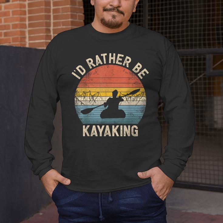 I'D Rather Be Kayaking Canoe Boating Vintage Kayak Men's Long Sleeve T-Shirt I'D Rather Be Kayaking Canoe Boating Vintage Kayak Men's Long Sleeve T-Shirt
