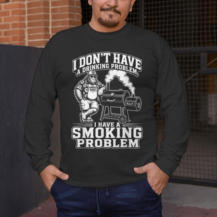 I'm Just A Drinker With A Smoking Problem Grilling BBQ Dad Men's Long Sleeve T-Shirt I'm Just A Drinker With A Smoking Problem Grilling BBQ Dad Men's Long Sleeve T-Shirt
