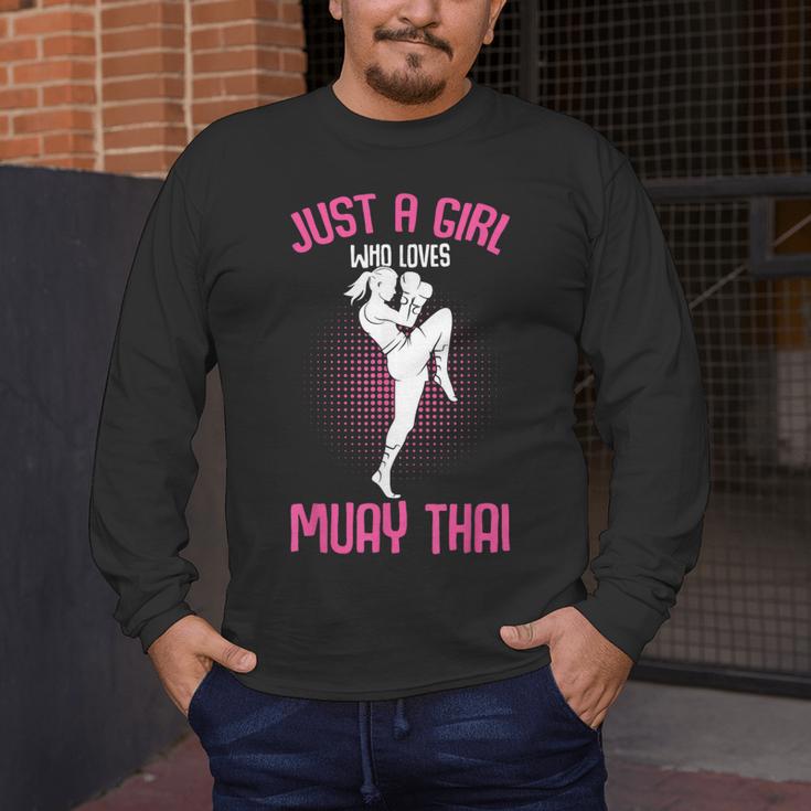 Just a Girl Who Loves Muay Thai Kids Girls Men's Long Sleeve T-Shirt Just a Girl Who Loves Muay Thai Kids Girls Men's Long Sleeve T-Shirt