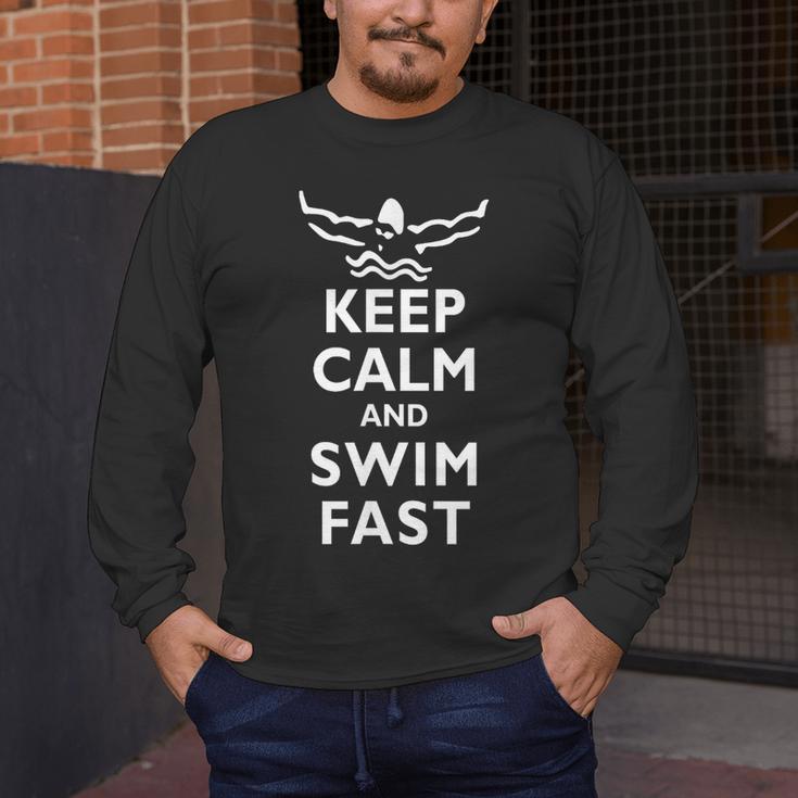 Keep Calm And Swim Fast Butterfly Swimming T-Shirt Men's Long Sleeve T-Shirt Keep Calm And Swim Fast Butterfly Swimming T-Shirt Men's Long Sleeve T-Shirt