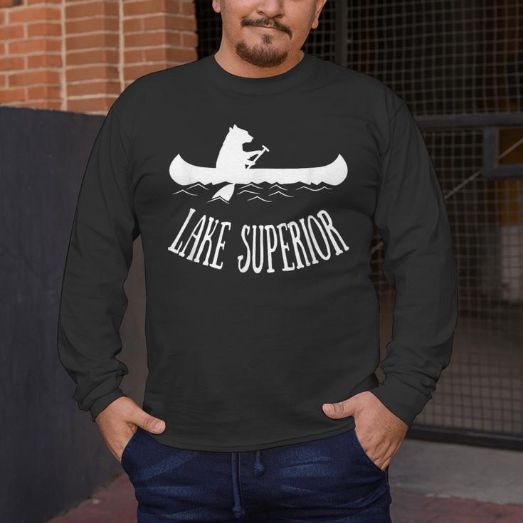 Lake Superior Bear Canoe Upper Peninsula For Yooper Men's Long Sleeve T-Shirt