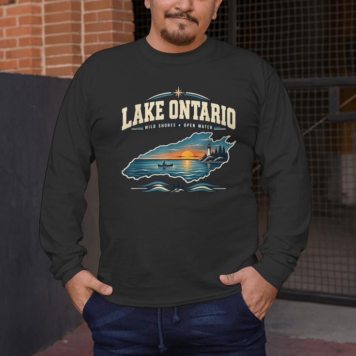 Lakes Lake Ontario Fishing Canoe Lighthouse Outdoor Men's Long Sleeve T-Shirt Lakes Lake Ontario Fishing Canoe Lighthouse Outdoor Men's Long Sleeve T-Shirt