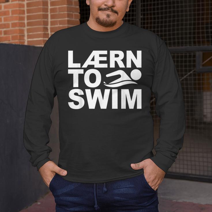 Learn To Swim Swimming Graphic Men's Long Sleeve T-Shirt Learn To Swim Swimming Graphic Men's Long Sleeve T-Shirt