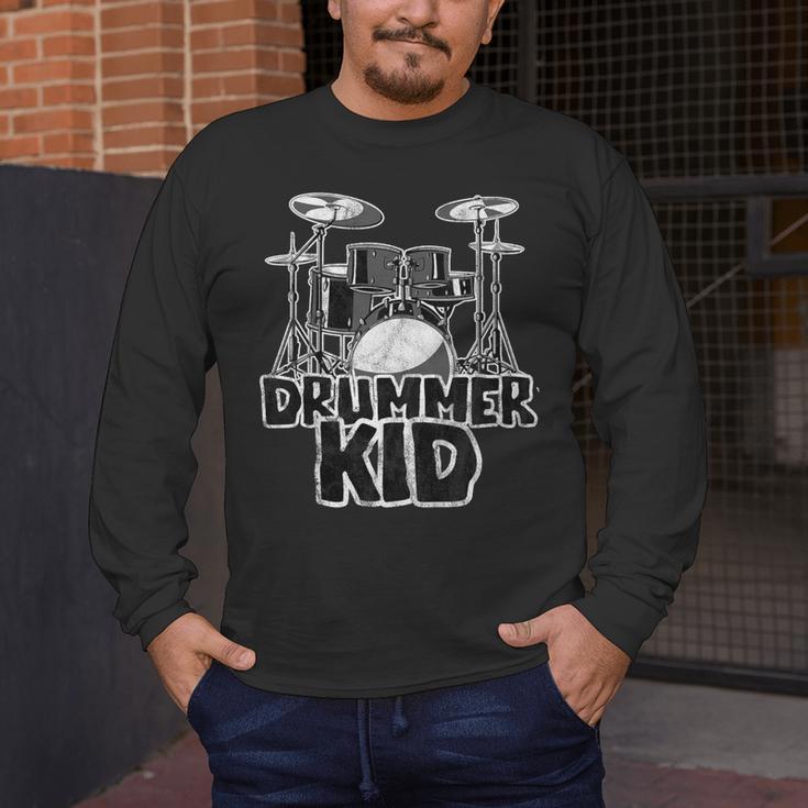 Little Drummer Awesome Drum Kit For Young Musicians Men's Long Sleeve T-Shirt Little Drummer Awesome Drum Kit For Young Musicians Men's Long Sleeve T-Shirt