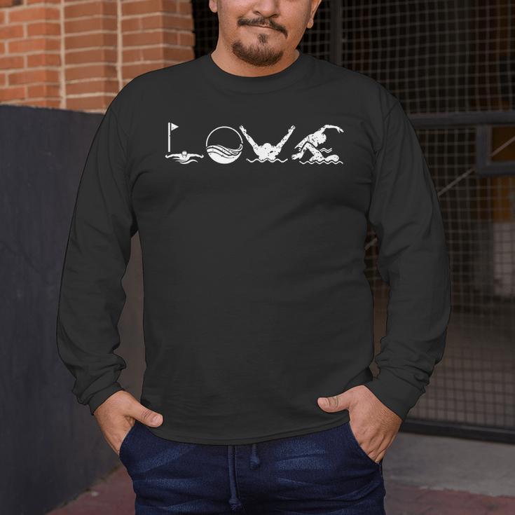 LOVE Swimming Practice Freestyle BreaststrokeShirt Men's Long Sleeve T-Shirt LOVE Swimming Practice Freestyle BreaststrokeShirt Men's Long Sleeve T-Shirt