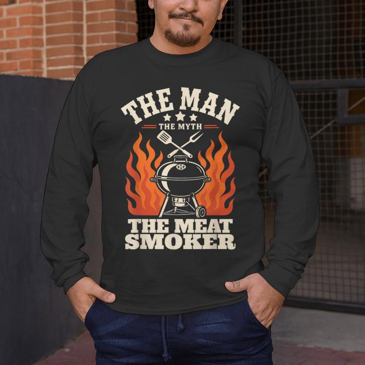 Man Myth Meat Smoker Legend BBQ Dad Men's Long Sleeve T-Shirt Man Myth Meat Smoker Legend BBQ Dad Men's Long Sleeve T-Shirt