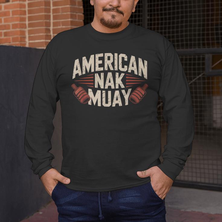 Muay Thai American Nak Fighter Identity Boxing Proud Sport Men's Long Sleeve T-Shirt