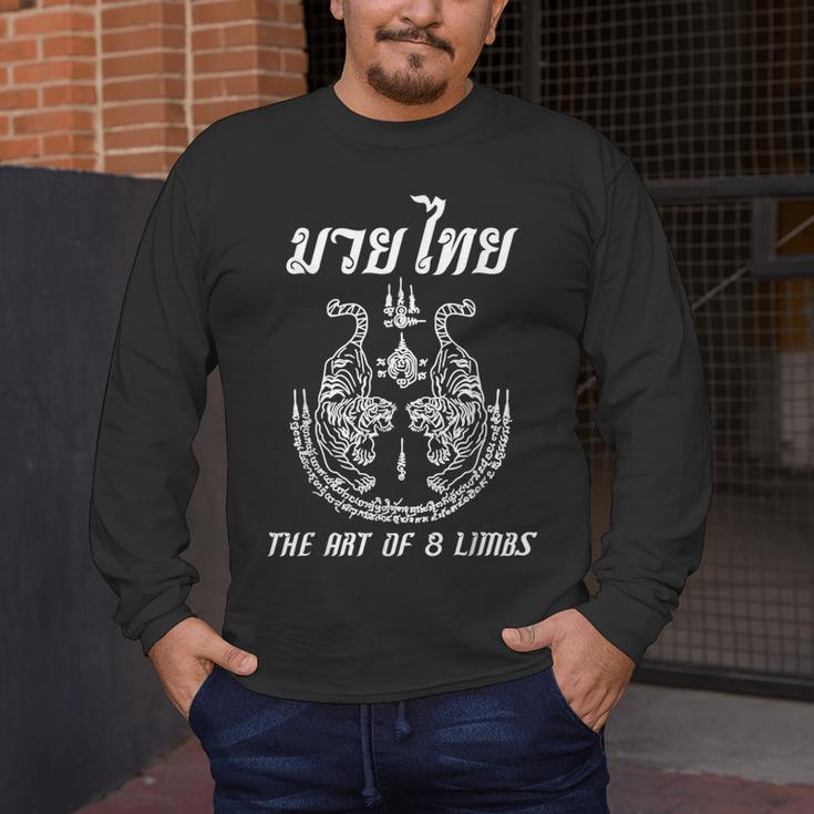 Muay Thai The Art Of 8 Limbs Martial Art Sak Yant Twin Tiger Men's Long Sleeve T-Shirt