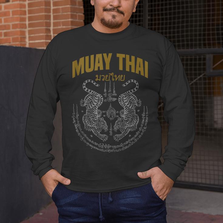 Muay Thai Art Twin Tigers Muay Thai Fighter MMA Martial Arts Men's Long Sleeve T-Shirt Muay Thai Art Twin Tigers Muay Thai Fighter MMA Martial Arts Men's Long Sleeve T-Shirt