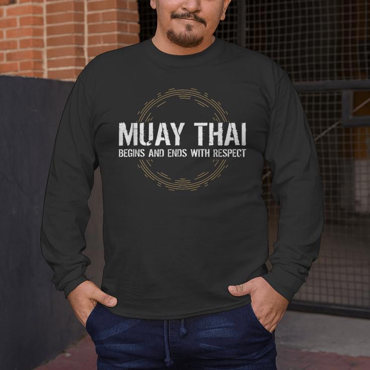 Muay Thai Begins And Ends With Respect Martial Arts Men's Long Sleeve T-Shirt Muay Thai Begins And Ends With Respect Martial Arts Men's Long Sleeve T-Shirt