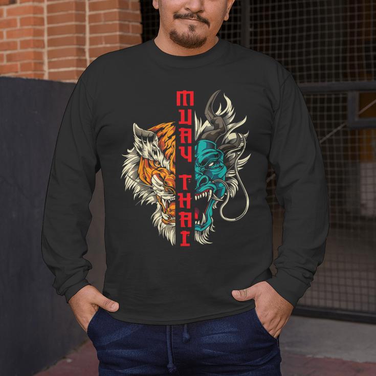 Muay Thai Thai Boxing Dragon Tiger Men's Long Sleeve T-Shirt