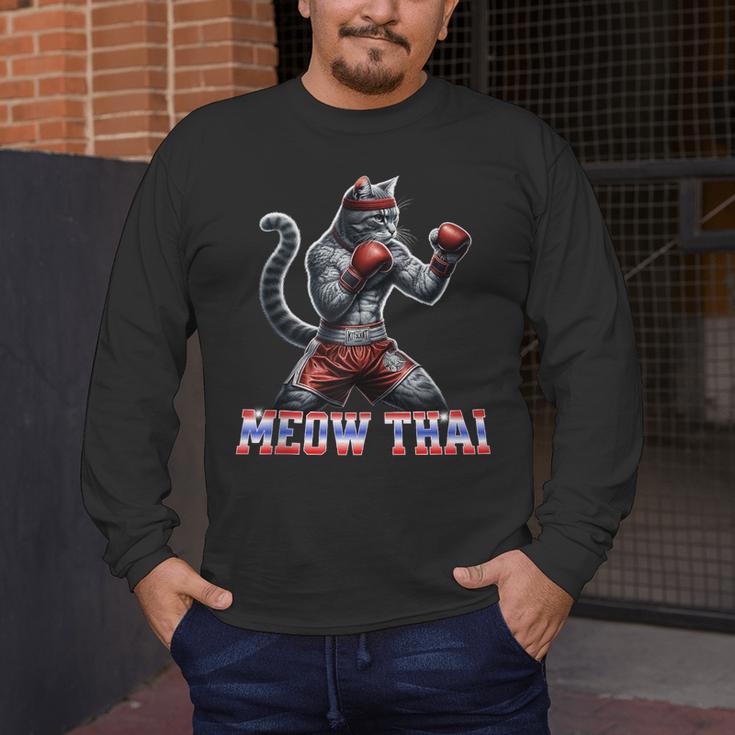 Muay Thai Cat Meow Thai Boxing Men's Long Sleeve T-Shirt