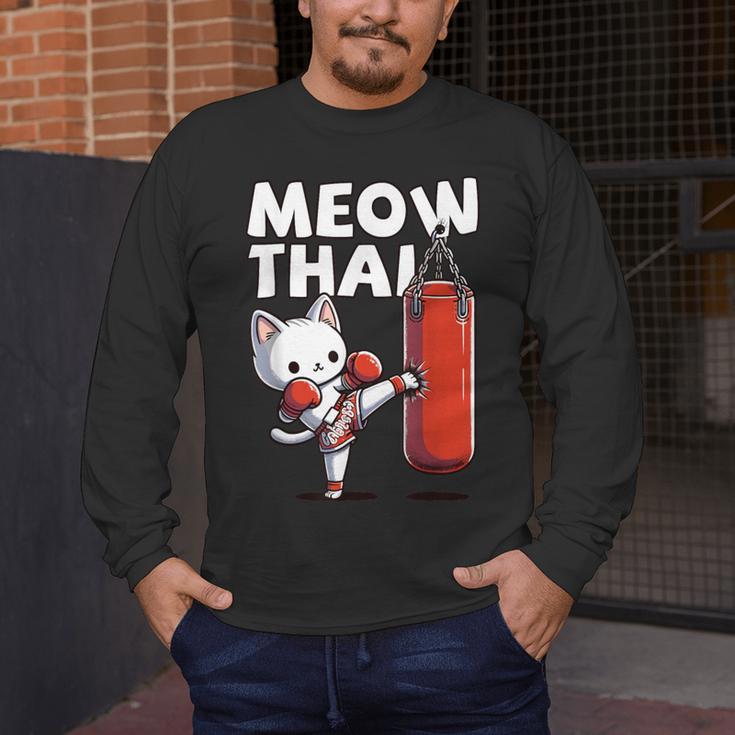 Muay Thai Cat Meow Thai Thai Boxing For Youth Muay Thai Men's Long Sleeve T-Shirt