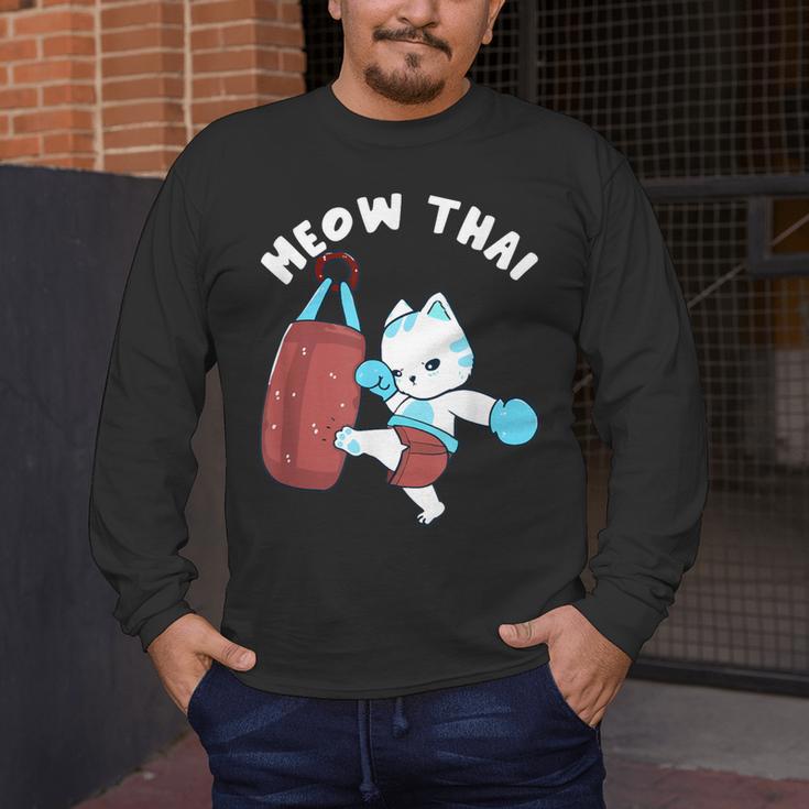 Muay Thai Cat Meow Thai Punch Bag Martial Arts Men's Long Sleeve T-Shirt