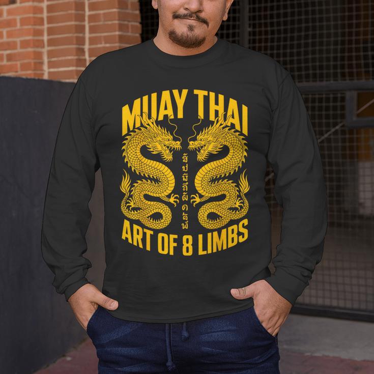 Muay Thai Dragons Thai Boxing Fighter Men's Long Sleeve T-Shirt