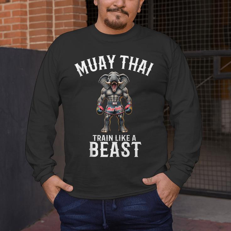 Muay Thai Elephant Kickboxing And Elephant Thai Men's Long Sleeve T-Shirt