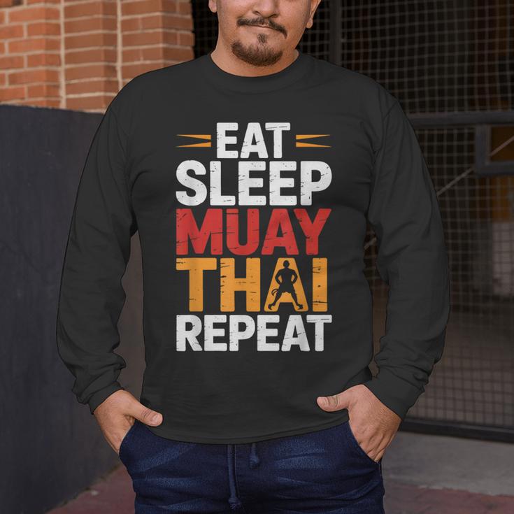 Muay Thai Fighter Eat Sleep Repeat Lifestyle Training Men's Long Sleeve T-Shirt
