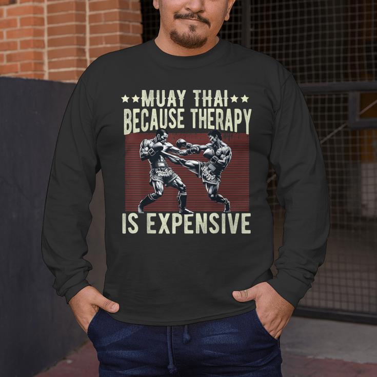 Muay Thai Fighter For Men Dad Boys Thai Kickboxing Fighting Men's Long Sleeve T-Shirt