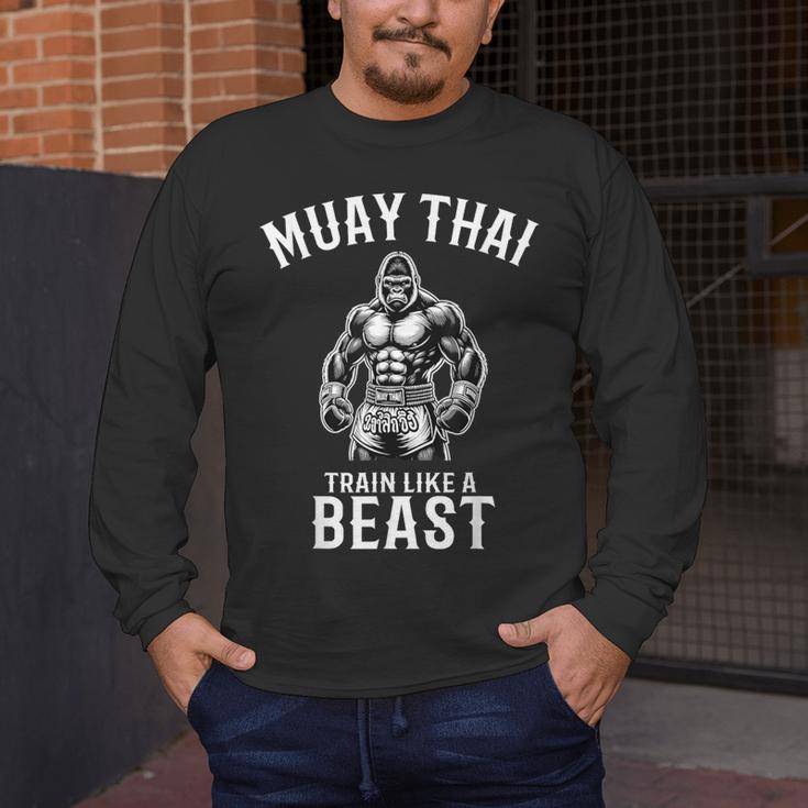 Muay Thai Gorilla Kickboxing And Gorilla Thai Boxing Men's Long Sleeve T-Shirt Muay Thai Gorilla Kickboxing And Gorilla Thai Boxing Men's Long Sleeve T-Shirt