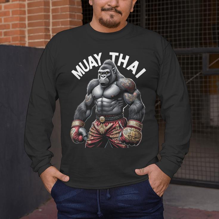 Muay Thai Gorilla Strength Power Fighter Men's Long Sleeve T-Shirt Muay Thai Gorilla Strength Power Fighter Men's Long Sleeve T-Shirt