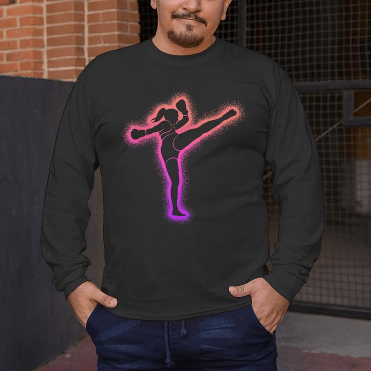 Muay Thai Martial Arts Kickboxer Women Girls Kickboxing Men's Long Sleeve T-Shirt