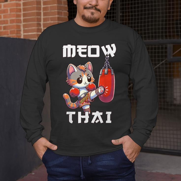 Muay Thai Meow Thai & Thai Boxing Muay Thai Cat Men's Long Sleeve T-Shirt