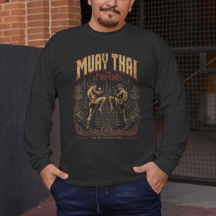 Muay Thai Nak Muay Vintage Thai Boxing Warrior Art Men's Long Sleeve T-Shirt