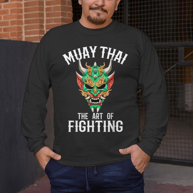 Muay Thai Oni Mask Thai Boxing And Kickboxing Men's Long Sleeve T-Shirt Muay Thai Oni Mask Thai Boxing And Kickboxing Men's Long Sleeve T-Shirt