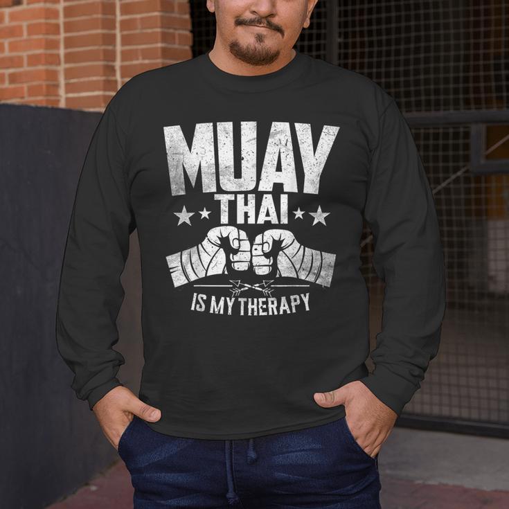 Muay Thai Is My Therapy Muay Thai Lovers Muay Thai Men's Long Sleeve T-Shirt Muay Thai Is My Therapy Muay Thai Lovers Muay Thai Men's Long Sleeve T-Shirt
