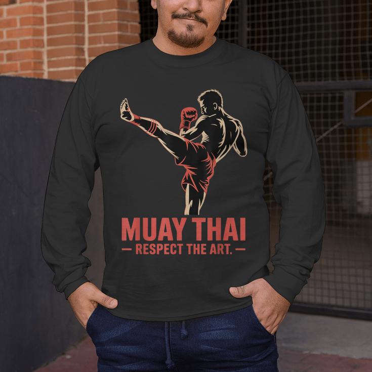 Muay Thai Respect The Art Martial Arts Kickboxing MMA Men's Long Sleeve T-Shirt Muay Thai Respect The Art Martial Arts Kickboxing MMA Men's Long Sleeve T-Shirt