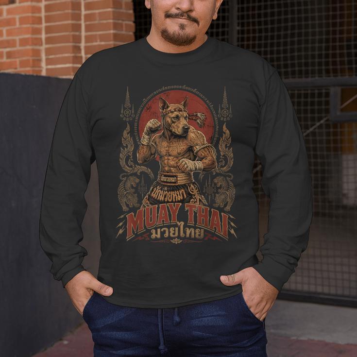 Muay Thai Roots Vintage Thai Boxing Fighter Thailand Dog Men's Long Sleeve T-Shirt Muay Thai Roots Vintage Thai Boxing Fighter Thailand Dog Men's Long Sleeve T-Shirt