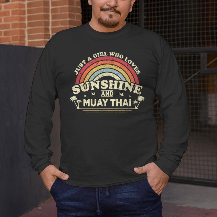 Muay Thai Shirt A Girl Who Loves Sunshine And Muay Thai Men's Long Sleeve T-Shirt