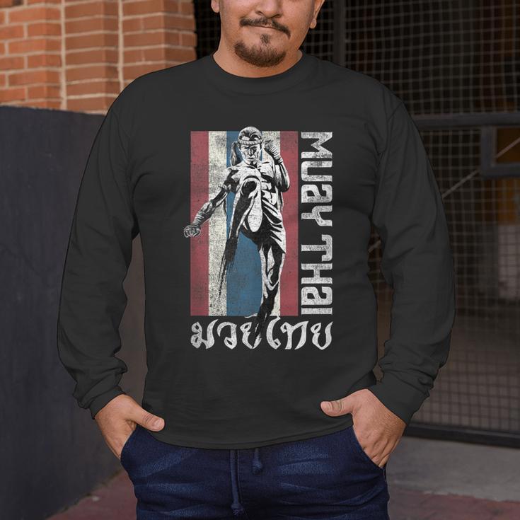 Muay Thai Shirt Thailand Flag Martial Arts Shirt Men's Long Sleeve T-Shirt