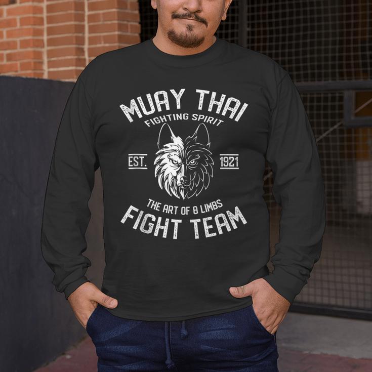 Muay Thai Wolf Fight Team Nak Muay Kickboxing Men's Long Sleeve T-Shirt Muay Thai Wolf Fight Team Nak Muay Kickboxing Men's Long Sleeve T-Shirt