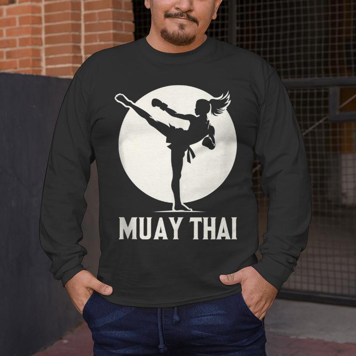 Muay Thai Woman Image Men's Long Sleeve T-Shirt Muay Thai Woman Image Men's Long Sleeve T-Shirt