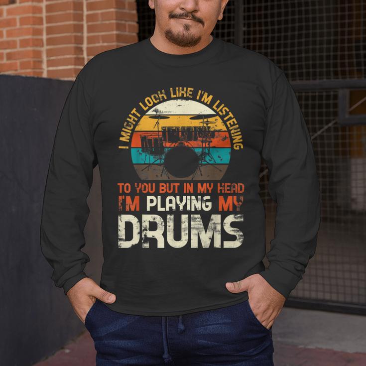 Musician Drummer Music Lover Drum Kit Men's Long Sleeve T-Shirt Musician Drummer Music Lover Drum Kit Men's Long Sleeve T-Shirt