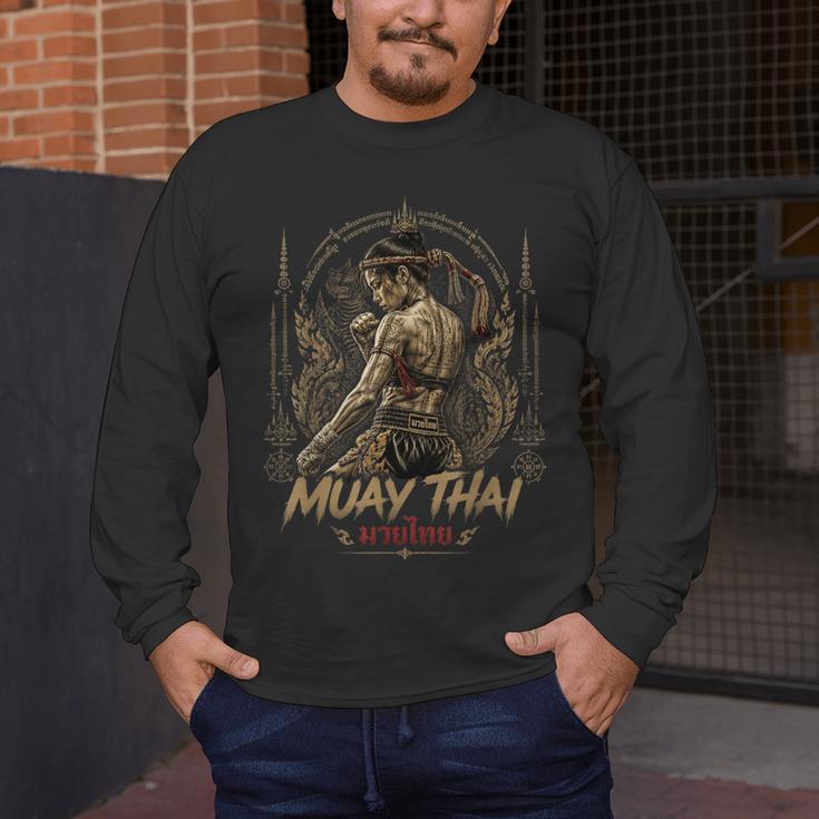 Old School Muay Thai Student Thai Boxing Fighter Men's Long Sleeve T-Shirt Old School Muay Thai Student Thai Boxing Fighter Men's Long Sleeve T-Shirt