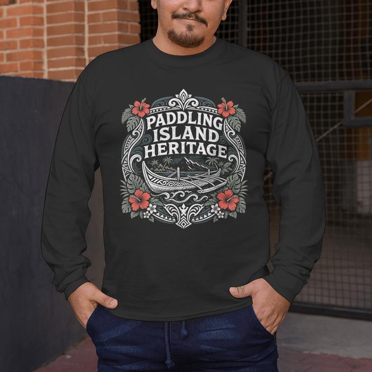 Paddling Island Heritage Outrigger Canoe Men's Long Sleeve T-Shirt