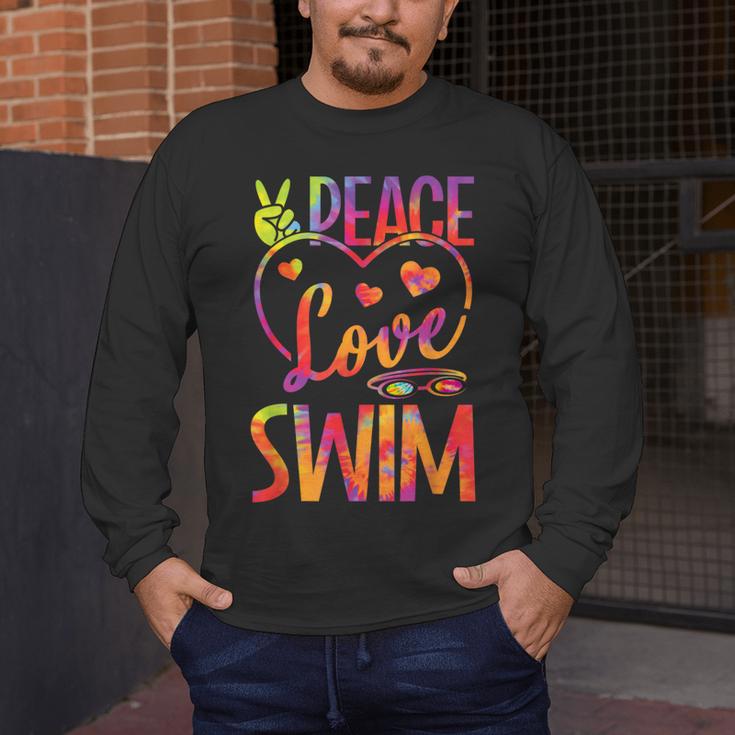 Peace Love Swim Swimming Tie Dye Swimmer Swimming Swim Team Men's Long Sleeve T-Shirt Peace Love Swim Swimming Tie Dye Swimmer Swimming Swim Team Men's Long Sleeve T-Shirt